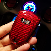 迪加伦 碳纤维 18款凯迪拉克新ATS-L钥匙套 CT6 XT5 XTS钥匙包 汽车钥匙扣男士女 红色玻璃纤维单个钥匙壳 凯迪拉克专车 改装