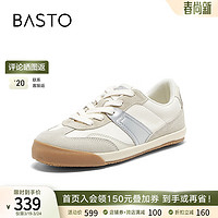 百思图24夏季新款商场同款复古运动德训鞋平跟女休闲鞋V2402BM4【预售】 米