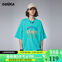 古由卡（GUUKA）x小怪兽联名休闲短袖T恤男春夏潮 青少年时尚舒适上衣宽松 浅绿 M