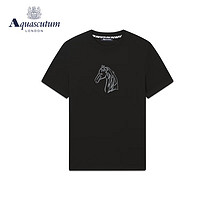 AQUASCUTUM/雅格狮丹春夏马图案男打底衫短袖t恤Q4970EM031 黑/99 3XL