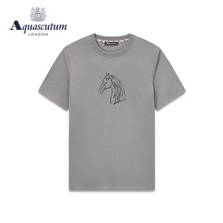 AQUASCUTUM/雅格狮丹春夏马图案男打底衫短袖t恤Q4970EM031 灰/95 XS