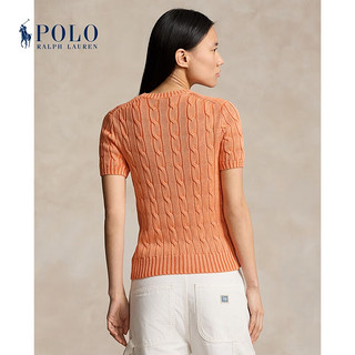Polo Ralph Lauren 拉夫劳伦 女装 24年夏修身版棉质绞花针织衫RL25487 800-橙色 XXS