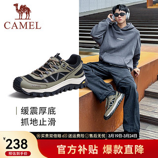 CAMEL 骆驼 户外运动休闲鞋新款复古缓震厚底男士徒步鞋 G13A342139绿色 四季款 43