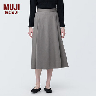 无印良品MUJI 女式不易起皱平纹宽摆裙 长半身裙女款裙子早春BE1T5C4S 灰色 L(165/70A)