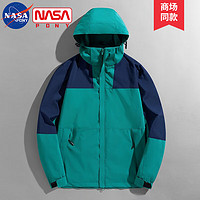 NASA PONY 冲锋衣夹克男秋冬季新款外套男休闲户外登山服防水防风情侣外套女 9211云杉绿 L