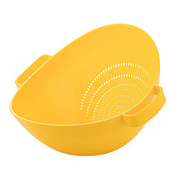 CHAHUA 茶花 双立筛厨房洗菜篮塑料沥水篮加厚洗水果盆A35002 黄色