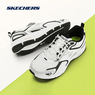 SKECHERS 斯凯奇 跑步鞋男款春季休闲减震跑鞋轻便运动鞋 白色/黑色/WBK/晒图返5 41