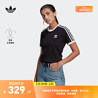 adidas 阿迪达斯 官方三叶草女装经典舒适运动上衣圆领短袖T恤 黑色 36