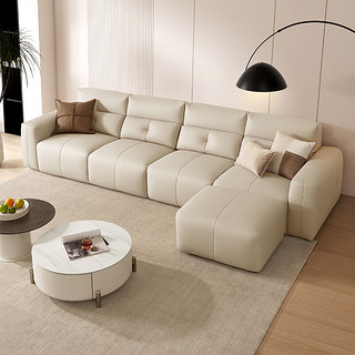 顾家家居（KUKA）现代简约奶油风布艺沙发科技布沙发客厅直排沙发2303 【晨曦白】大四人位