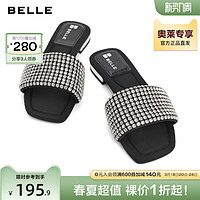 BeLLE 百丽 银河一字凉拖鞋女外穿夏季女鞋商场平厚底一脚蹬凉鞋3IIF5BT2