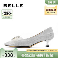 BeLLE 百丽 蝴蝶结细高跟鞋女秋季女鞋新款鞋子仙女风单鞋BD401CQ3