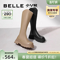 BeLLE 百丽 博主推荐百丽加绒弹力靴女靴23冬骑士靴小V靴长筒靴子A1V1DDG3预