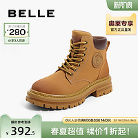 BeLLE 百丽 马丁靴男女同款冬季加绒工装靴厚底大黄靴Y4P1DDD2