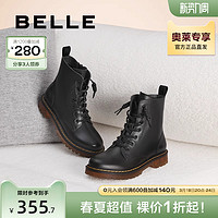 BeLLE 百丽 英伦风马丁靴女冬季机车靴子加绒厚底短靴BHFB4DZ2