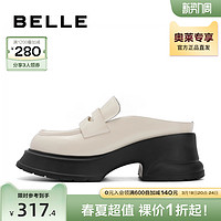 BeLLE 百丽 厚底穆勒鞋女鞋子秋季新款小皮鞋包头半拖鞋B1345CH3