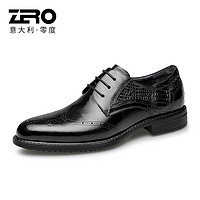 ZERO 零度男士皮鞋商务正装德比鞋职场办公真皮鞋子男-599 A1221018黑色 44