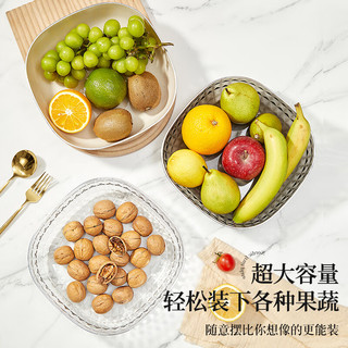 沃德百惠（WORTHBUY）水果盘家用客厅透明干果零食摆放收纳托盘高档点心糖果盘 透明白