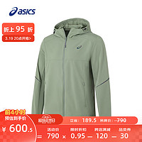 亚瑟士ASICS男子运动夹克反光跑步时尚百搭舒适运动上衣 2011D070-001 军绿色 L