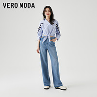 VERO MODA 衬衫女2024春夏新款纯棉宽松蝙蝠七分袖翻领海军风休闲