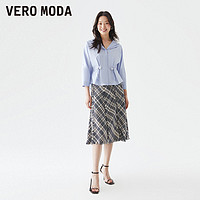 VERO MODA 衬衫2023春夏新款优雅通勤气质双层领七分袖上衣女