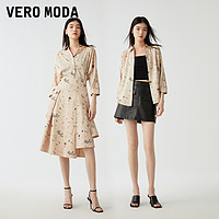 VERO MODA 衬衫套装女2023春夏新款宽松翻领印花七分袖气质通勤