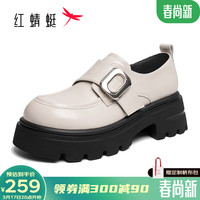 红蜻蜓 RED DRAGONFLY小皮鞋女2024春季时尚金属方扣休闲通勤单鞋玛丽珍鞋WTB14148 米色 37