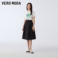 VERO MODA T恤夏新款圆领立体花瓣水钻甜美短袖小白T▲