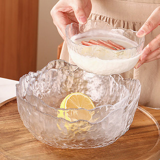 格娜斯玻璃沙拉碗家用透明玻璃碗套装日式创意蔬菜水果盘甜品碗三件套