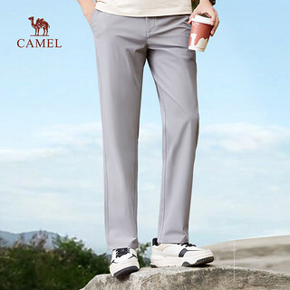 骆驼（CAMEL）男装春夏吸湿速干轻弹舒适户外休闲裤M14BY11073 浅灰 31  黑色 36