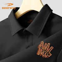 Deerway德尔惠polo衫男夏季潮流ins韩版高街内搭上衣男士休闲修身显瘦翻领短袖 黑#PDR栅栏棕X 3XL(180-200斤)