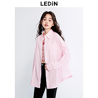 LEDIN 乐町 条纹拼接衬衫2023年秋季新品易打理简约时尚女装上衣衬衣