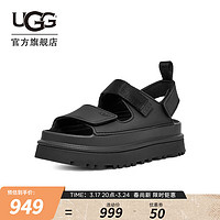 UGG 夏季男女同款休闲舒适厚底露趾魔术贴搭扣时尚凉鞋1152685 BLK  黑色 41 BLK | 黑色