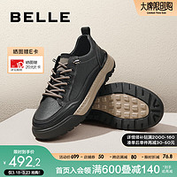 BeLLE 百丽 复古潮搭休闲鞋男2024春新商场同款厚底免系带舒适板鞋8EY01AM4 黑色 40