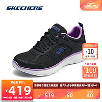 斯凯奇Skechers跑步鞋女款春轻量舒适透气记忆鞋垫高回弹150202 黑色/紫色/BKPR 35.5