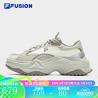 FILA 斐乐 FUSION斐乐潮牌女鞋BIANCO II厚底鞋2024春季新款硬糖鞋2代 古白色/浮岩灰-AP 38