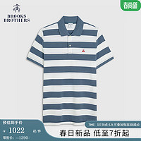 Brooks Brothers BrooksBrothers）男士24早春休闲拼接短袖针织Polo衫 B465-蓝色 S