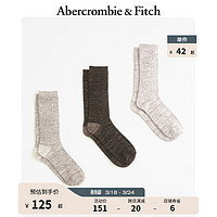 Abercrombie & Fitch 男装套装 3双装美式复古日常休闲百搭潮流舒适中筒袜 328427-1 棕色和灰褐色 ONE SIZE