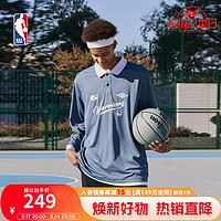 NBA 球队文化系列 宽松黑色POLO衫 洛杉矶湖人/金州勇士队男运动外套 灰蓝色 XXL