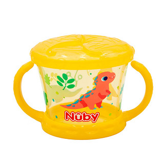 Nuby 努比 宝宝零食杯婴儿零食碗幼儿防泼洒带盖便携手柄儿童辅食盒 黄色恐龙