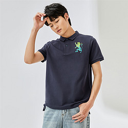 GIORDANO 佐丹奴 Polo男装3D狮子刺绣弹力珠地布短袖POLO 90011422