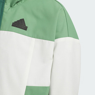 adidas 阿迪达斯 童装24春季男小童运动外套儿童含内衬连帽拼色夹克JE8643绿 116cm