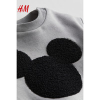 H&M童装女婴卫衣2024春季舒适柔软休闲圆领图案上衣1210581 灰色/米奇老鼠 66/48