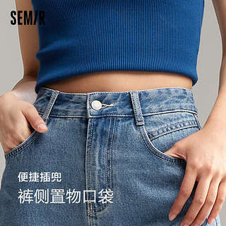 森马（Semir）牛仔裤女显腿长潮流百搭夏季2024A字短裤显瘦 牛仔中蓝88201 30