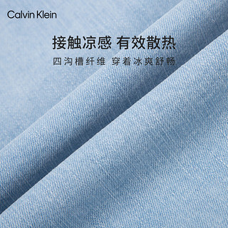 Calvin Klein Jeans24春夏男士休闲宽松微弹水洗凉感牛仔短裤J326328 1AA-牛仔浅蓝 34