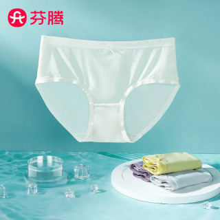 芬腾内裤女【7A抑菌裆】2024年纯棉裆三角内裤无痕弹力包臀内裤4条装 灰紫/草绿/灰兰/米黄 L