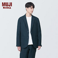 无印良品 MUJI 男式 麻 夹克 男士外套夏季款 AD0VGA4S 藏青色 S 165/84A