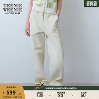 Teenie Weenie小熊女装2024年夏季高腰直筒牛仔裤长裤白色裤子 乳白色 155/XS