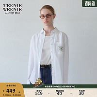 Teenie Weenie小熊2024春装简约休闲学院风长袖衬衫白色上衣女 白色 170/L