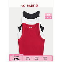 HOLLISTER24春夏3件装弹力罗纹高领背心吊带衫 女 357869-1 黑色 - 白色 - 红色 XXS (160/80A)