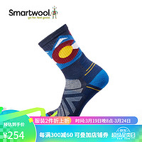 Smartwool 徒步轻量减震中筒袜户外露营图案SW羊毛袜舒适保暖1931 拉古纳蓝J96 L（适合脚码42-45）